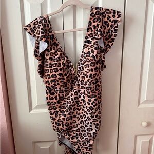 Chic Soul Leopard Print Dress with Gold Detail